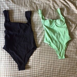 Zara set of two 
One Piece Swimsuit Set - Black and Green